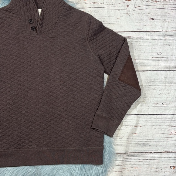 Billy Reid Men's Diamond Quilted Shawl Pullover with Suede Elbow Patches - Picture 5 of 9